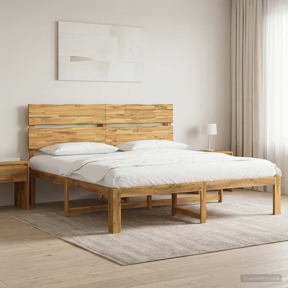 Krevetni okvir s uzglavljem ROSTOCK Bijela 200 x 200 cm