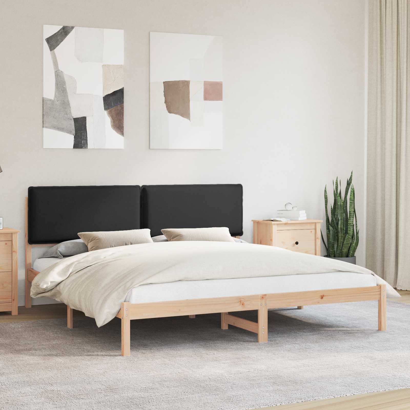 Krevetni okvir s tapiciranim uzglavljem Crna 200 x 200 cm