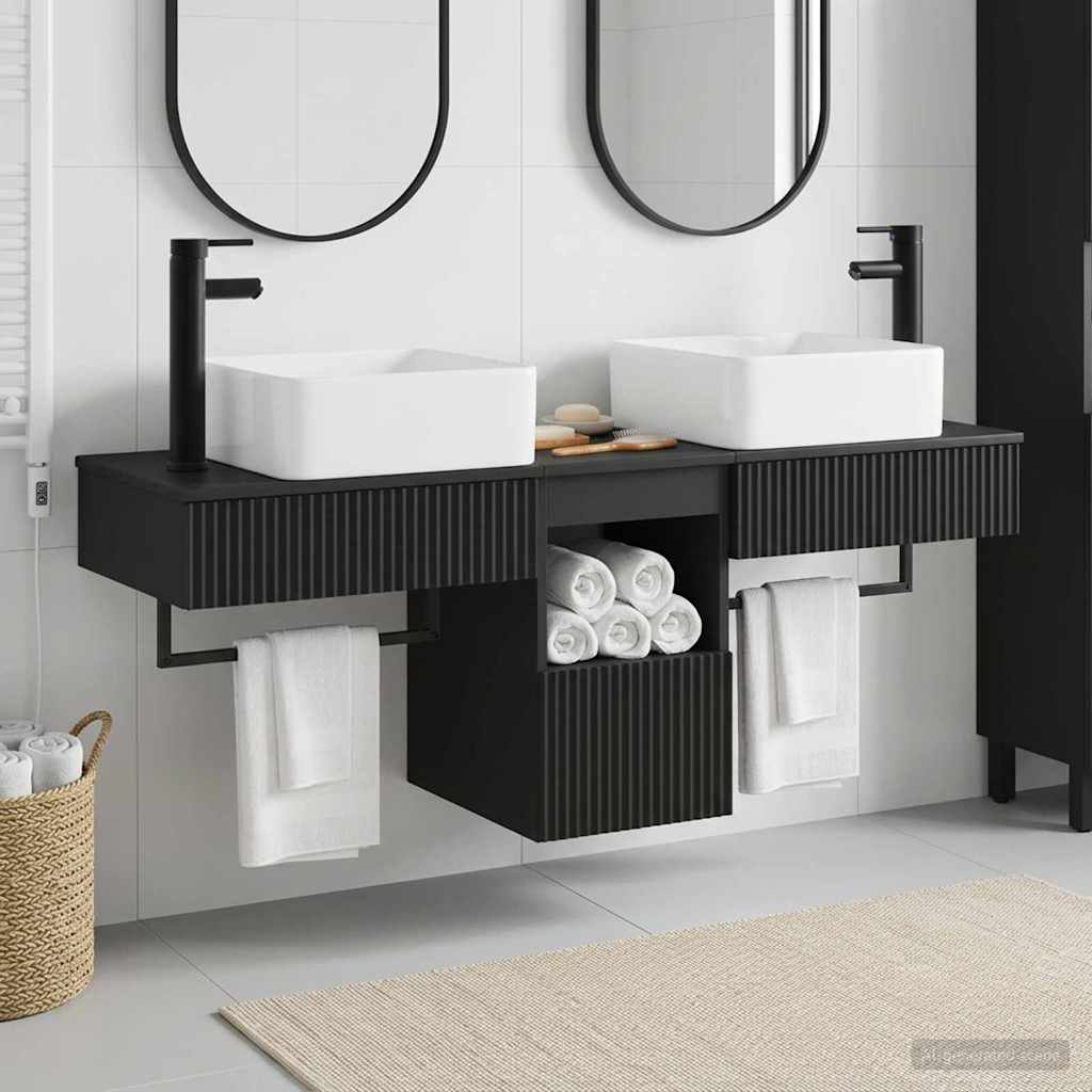 Set ormarića za kupaonicu 3 kom. Crna 53 x 35 x 39 cm