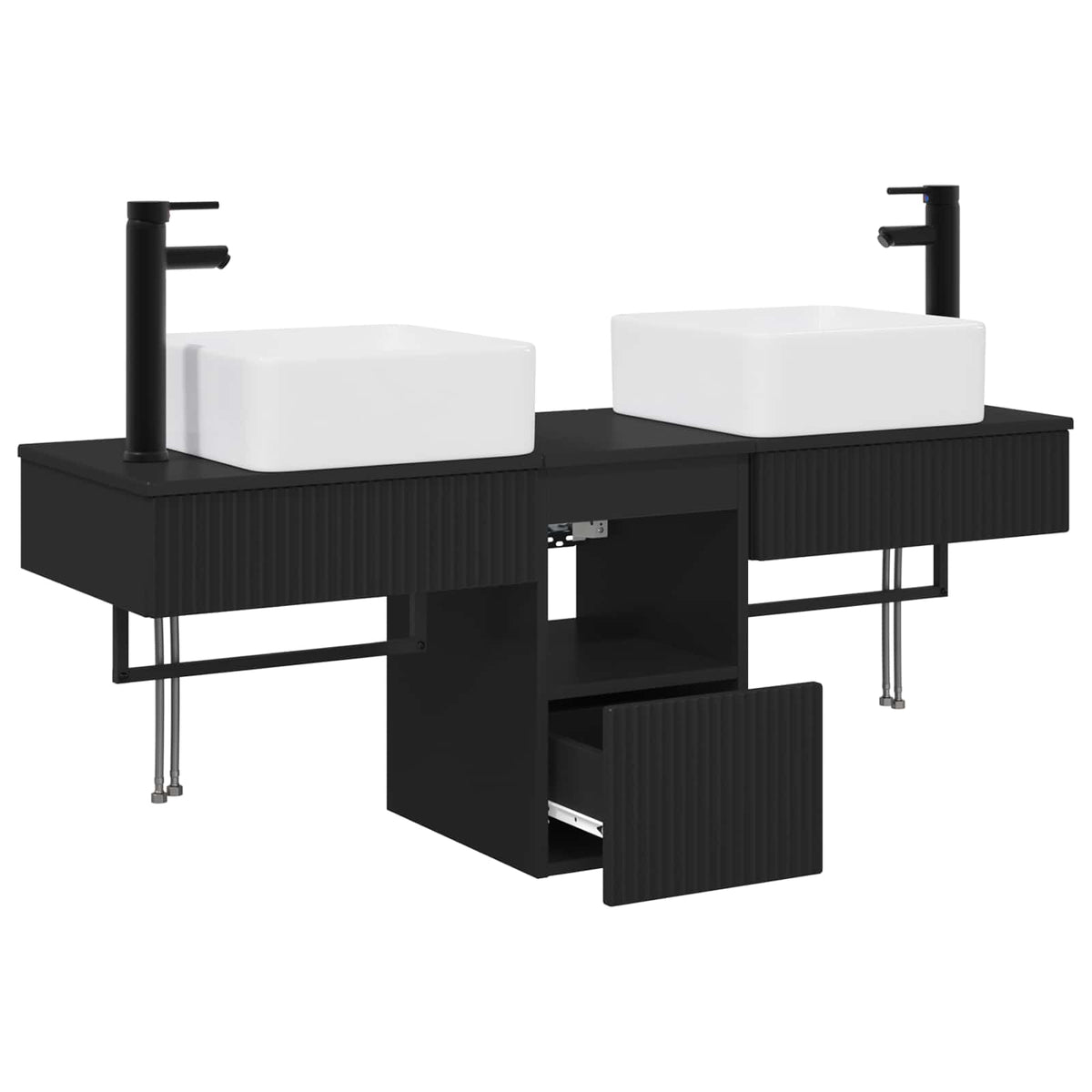 Set ormarića za kupaonicu 3 kom. Crna 53 x 35 x 39 cm