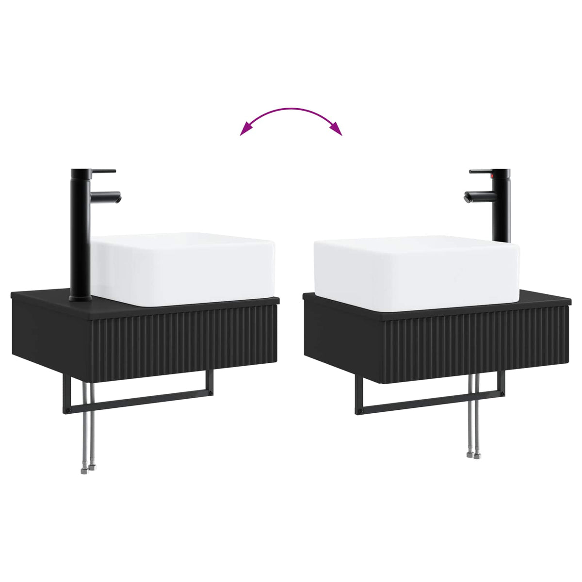 Set ormarića za kupaonicu 3 kom. Crna 53 x 35 x 39 cm