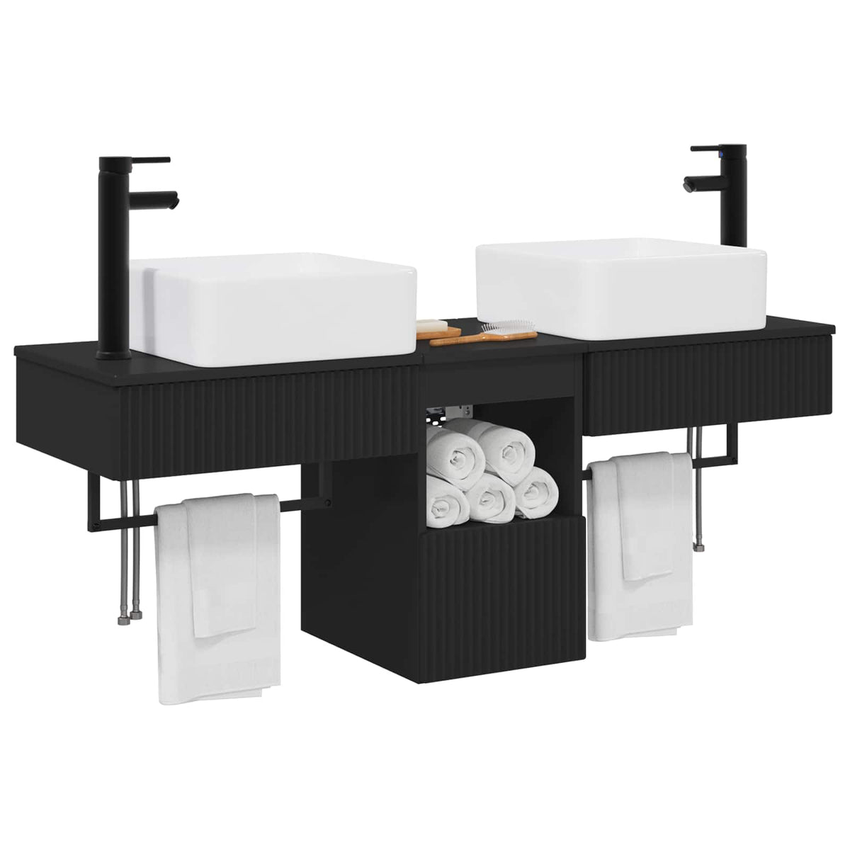 Set ormarića za kupaonicu 3 kom. Crna 53 x 35 x 39 cm