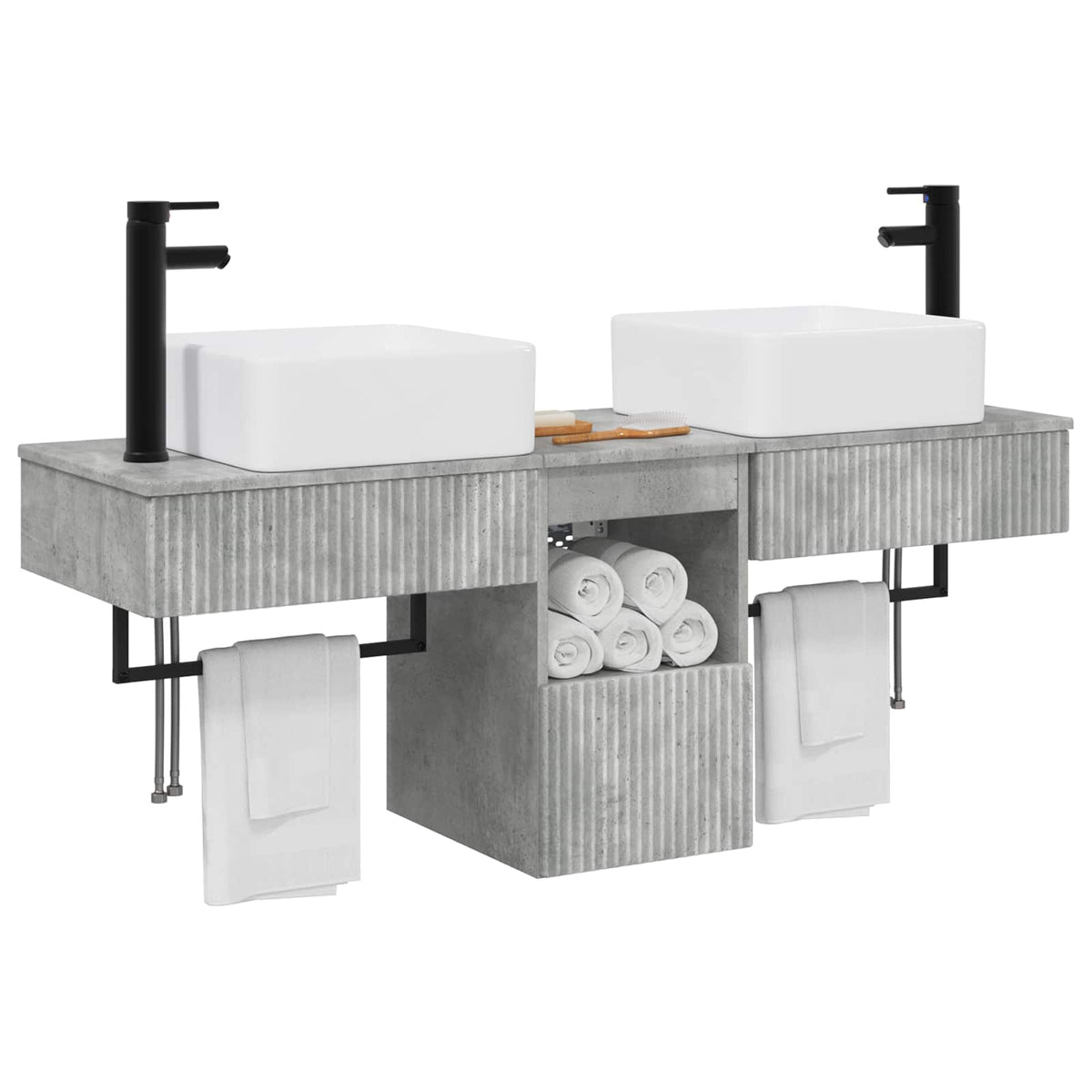 Set ormarića za kupaonicu 3 kom. Betonska siva 53 x 35 x 39 cm