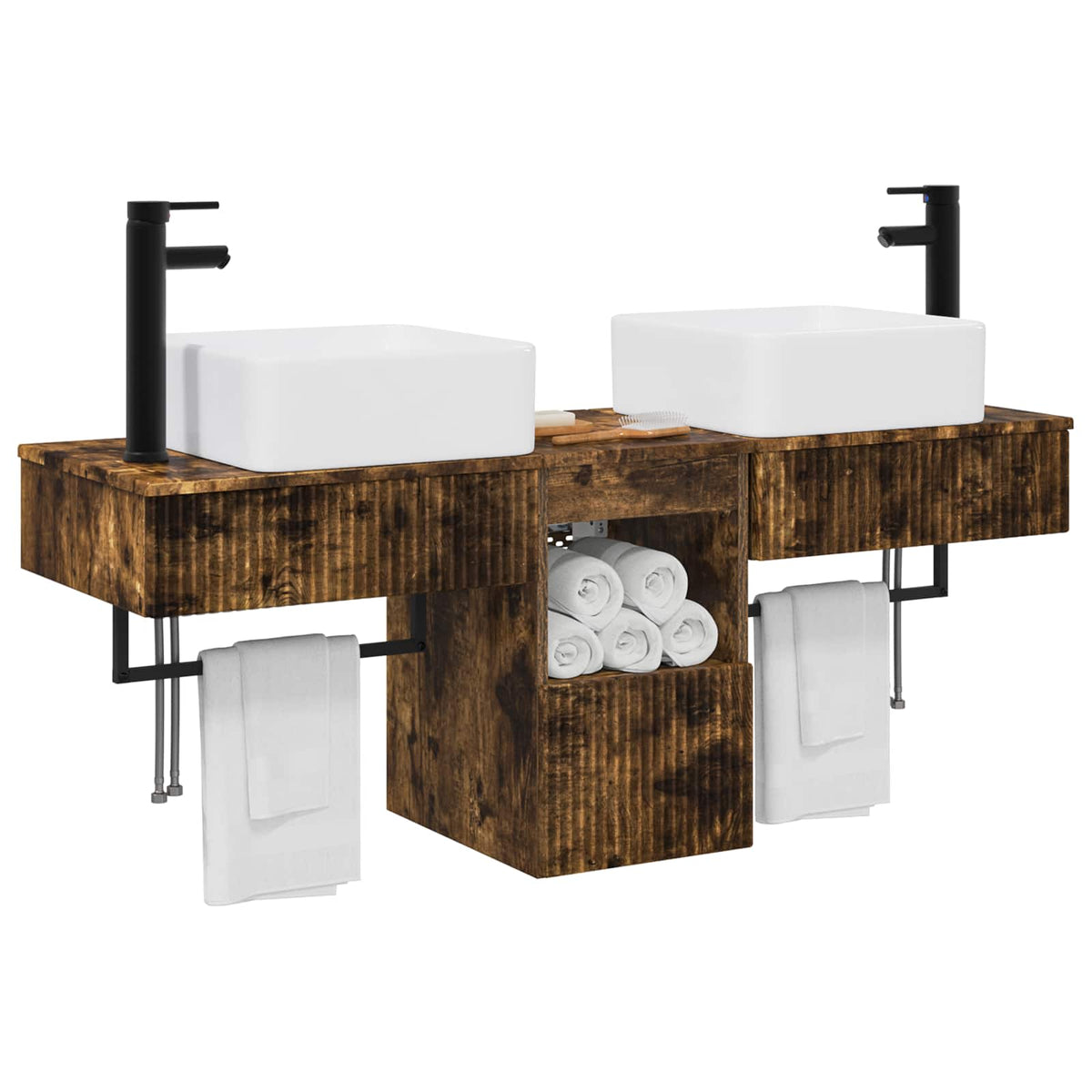 Set ormarića za kupaonicu 3 kom. Dimljeni hrast 53 x 35 x 39 cm