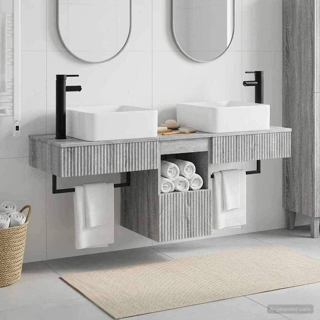 Set ormarića za kupaonicu 3 kom. Siva Sonoma 53 x 35 x 39 cm