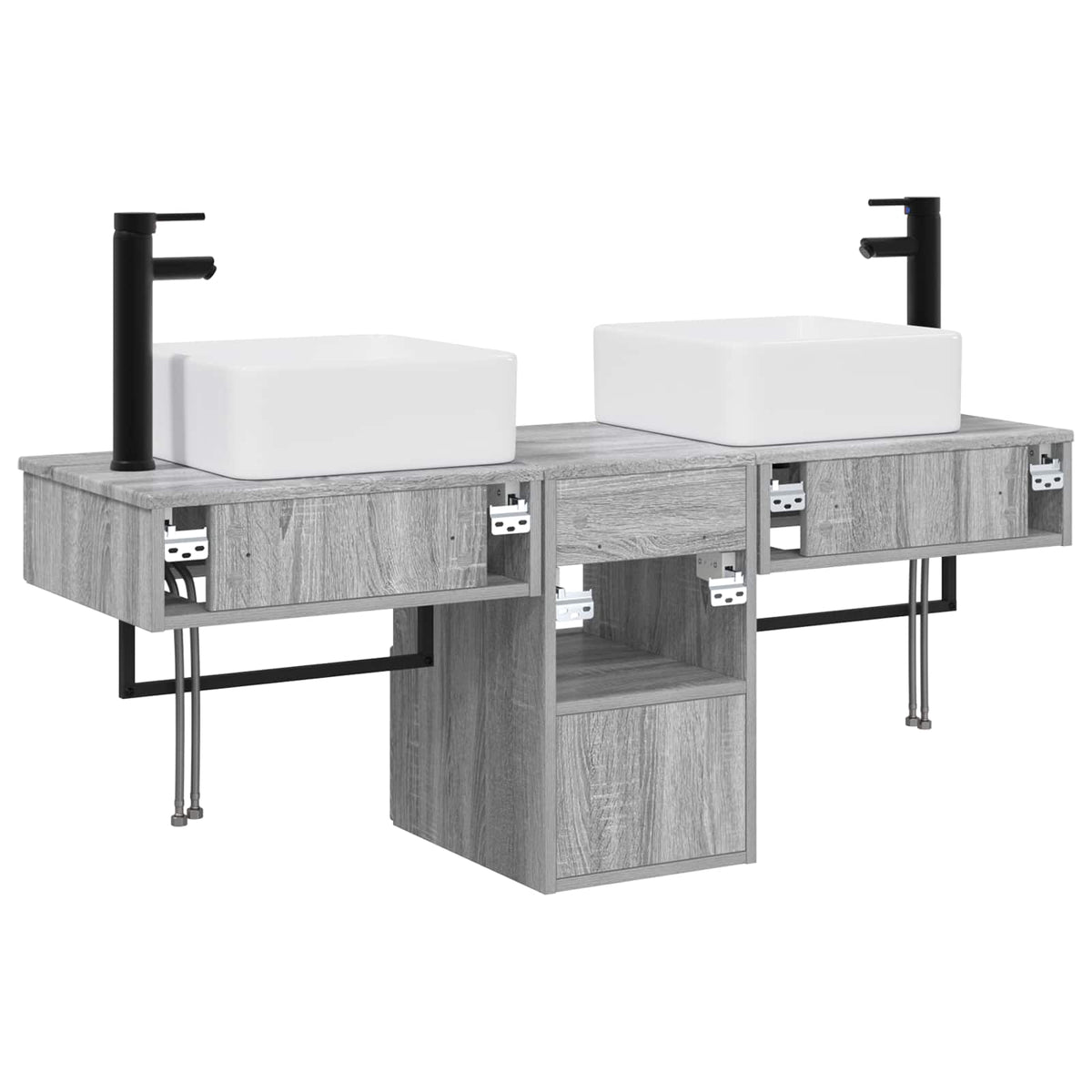 Set ormarića za kupaonicu 3 kom. Siva Sonoma 53 x 35 x 39 cm