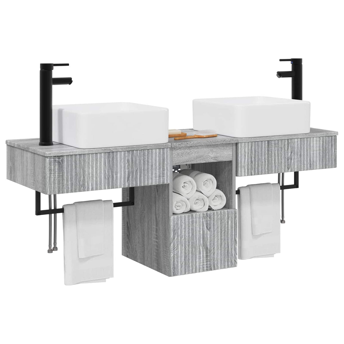 Set ormarića za kupaonicu 3 kom. Siva Sonoma 53 x 35 x 39 cm