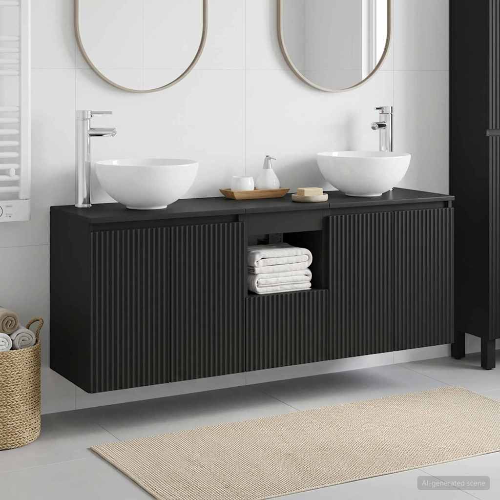 Set ormarića za kupaonicu 3 kom. Crna 49,5 x 35 x 63 cm