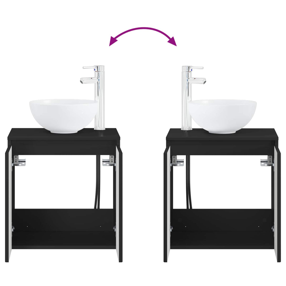 Set ormarića za kupaonicu 3 kom. Crna 49,5 x 35 x 63 cm