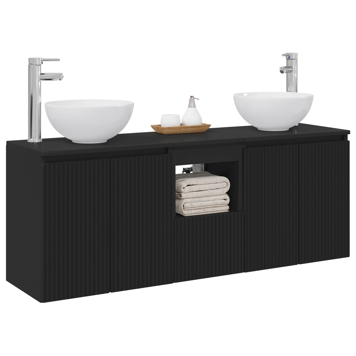 Set ormarića za kupaonicu 3 kom. Crna 49,5 x 35 x 63 cm