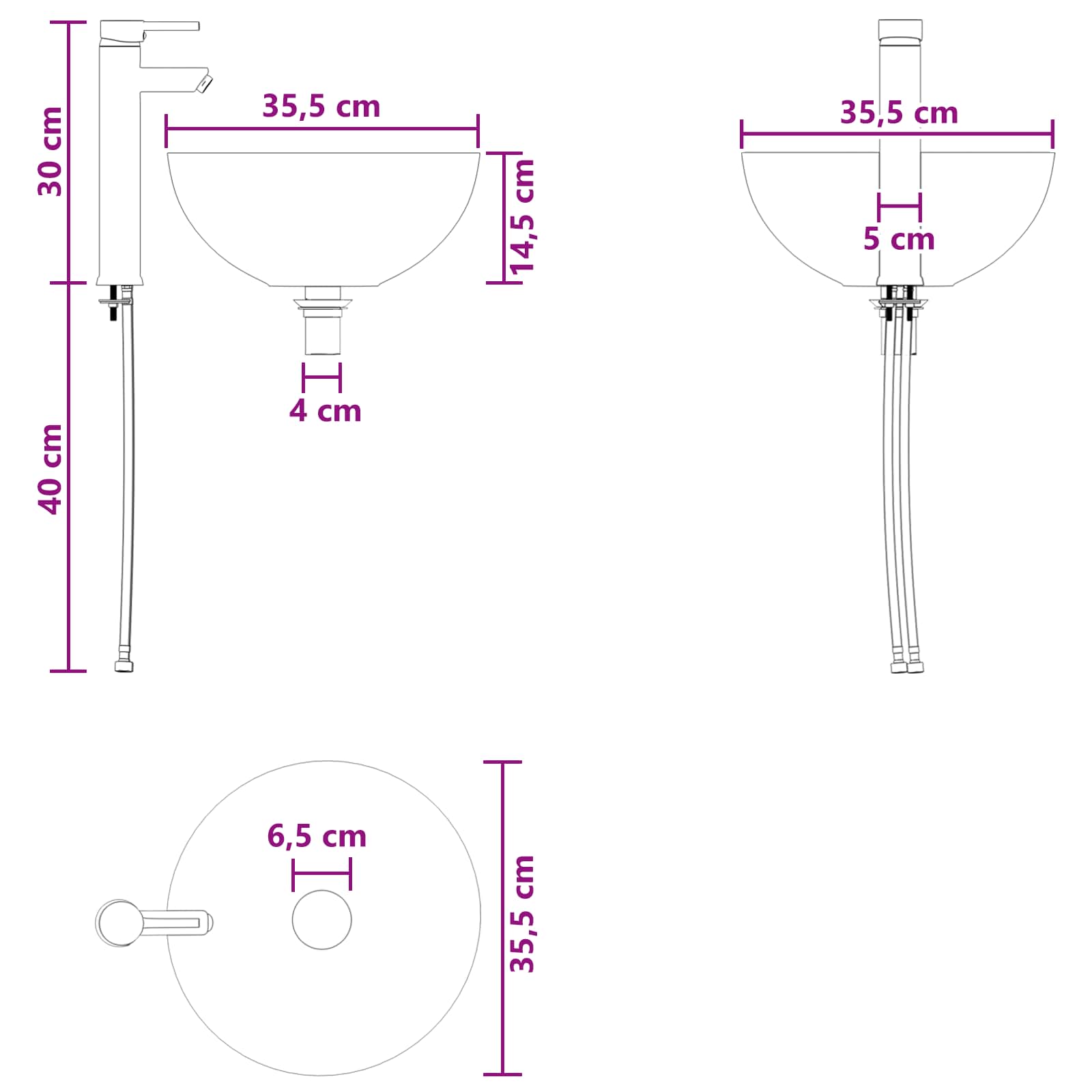Set ormarića za kupaonicu 3 kom. Crna 49,5 x 41 x 64,5 cm