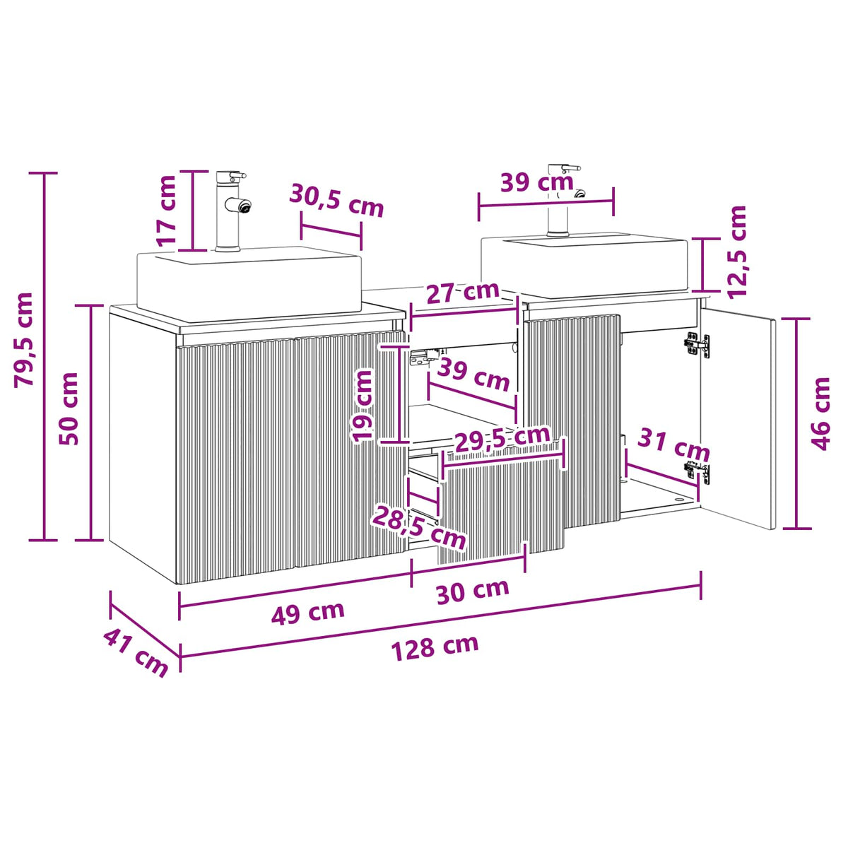 Set ormarića za kupaonicu 3 kom. Staro drvo 49,5 x 41 x 62,5 cm
