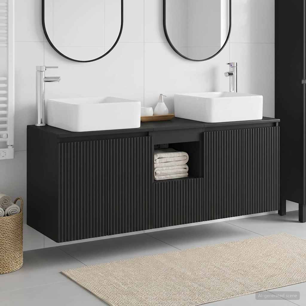 Set ormarića za kupaonicu 3 kom. Crna 53 x 35 x 63 cm