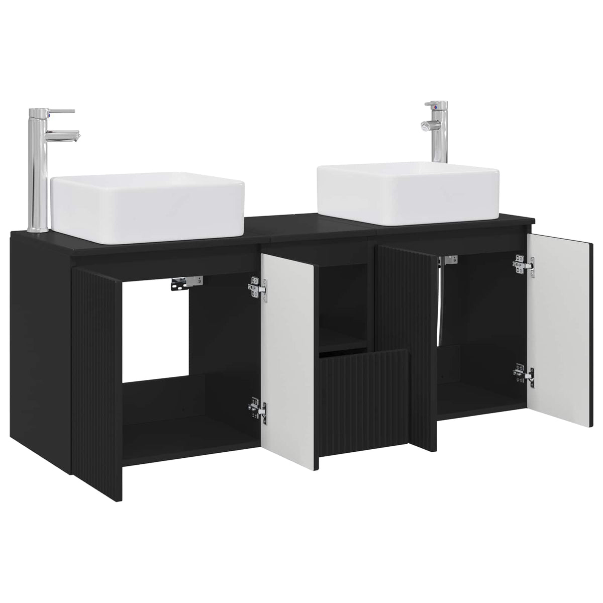 Set ormarića za kupaonicu 3 kom. Crna 53 x 35 x 63 cm