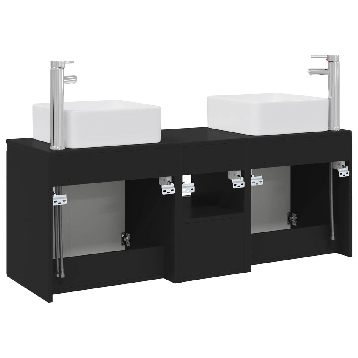 Set ormarića za kupaonicu 3 kom. Crna 53 x 35 x 63 cm