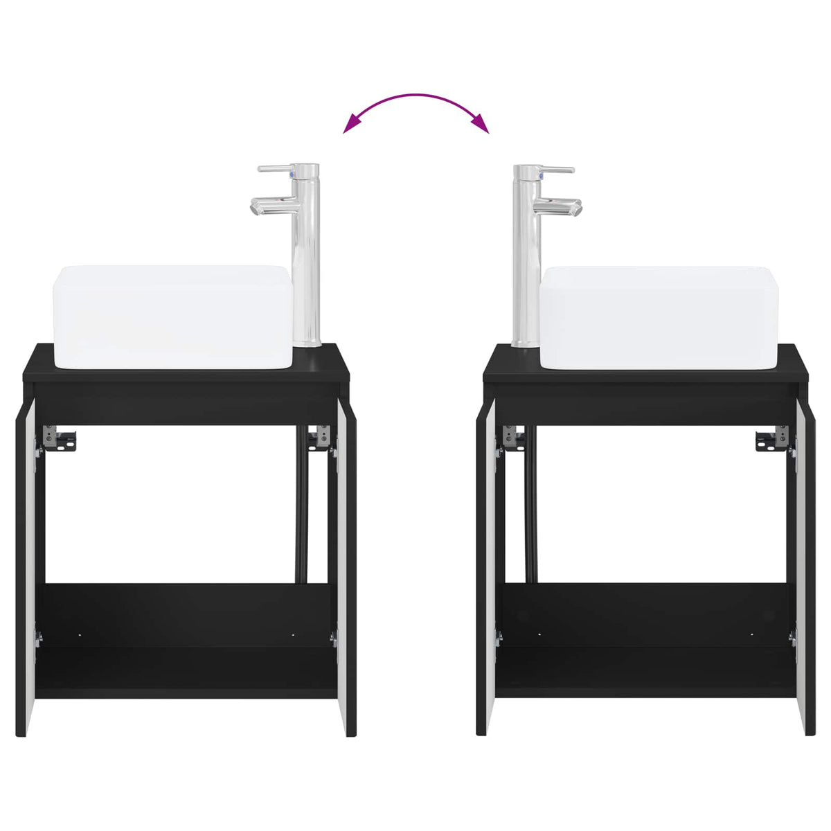 Set ormarića za kupaonicu 3 kom. Crna 53 x 35 x 63 cm