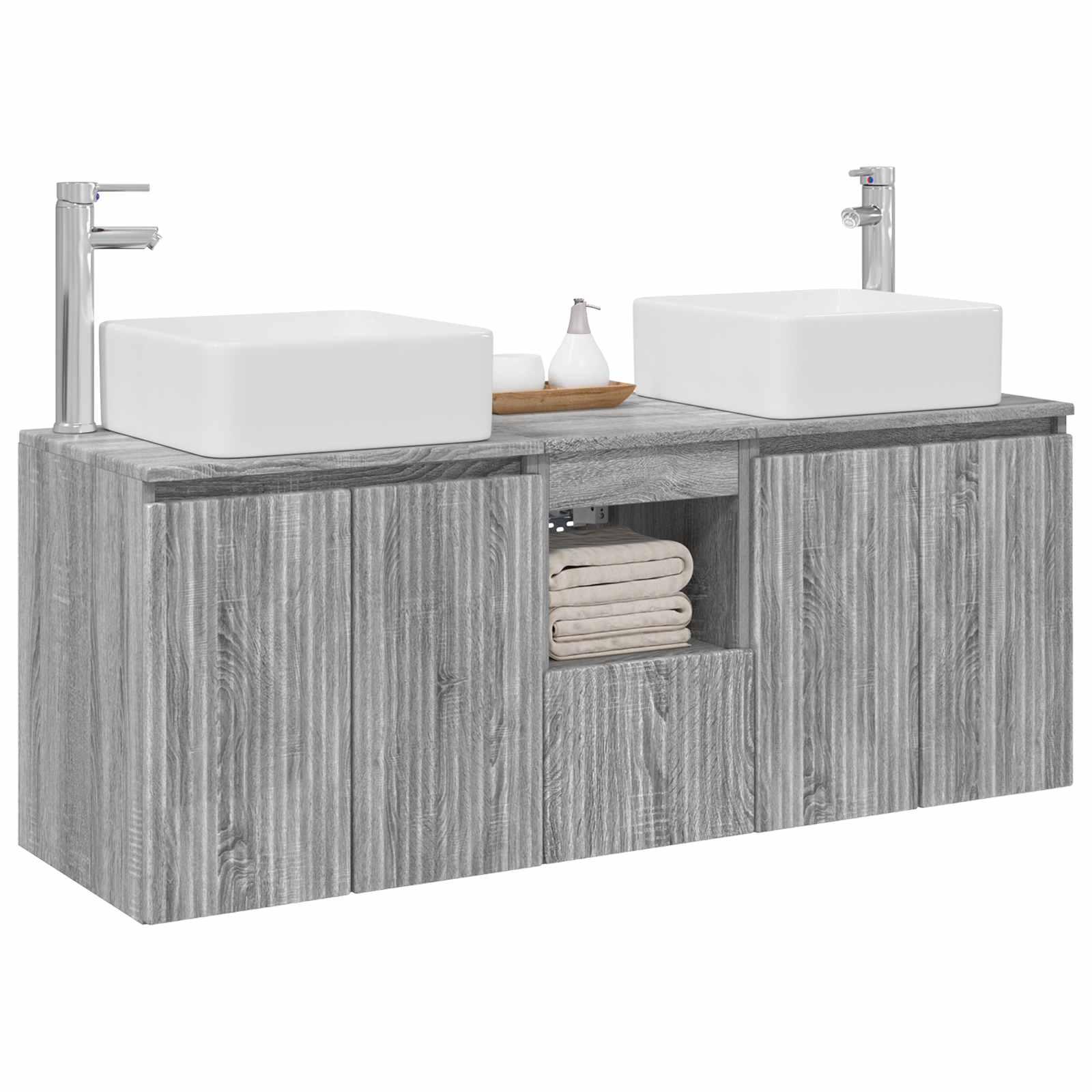 Set ormarića za kupaonicu 3 kom. Siva Sonoma 53 x 35 x 63 cm