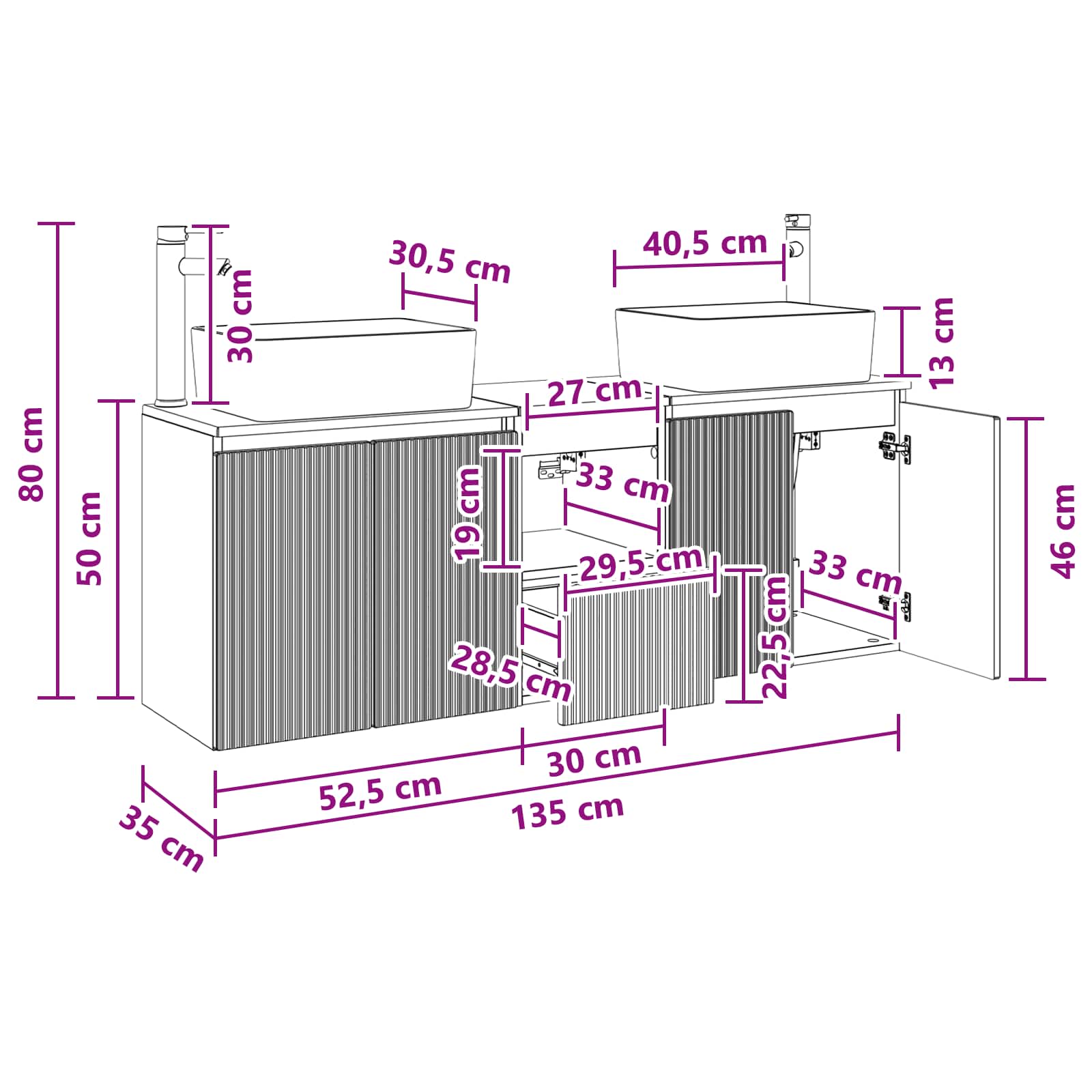 Set ormarića za kupaonicu 3 kom. Siva Sonoma 53 x 35 x 63 cm