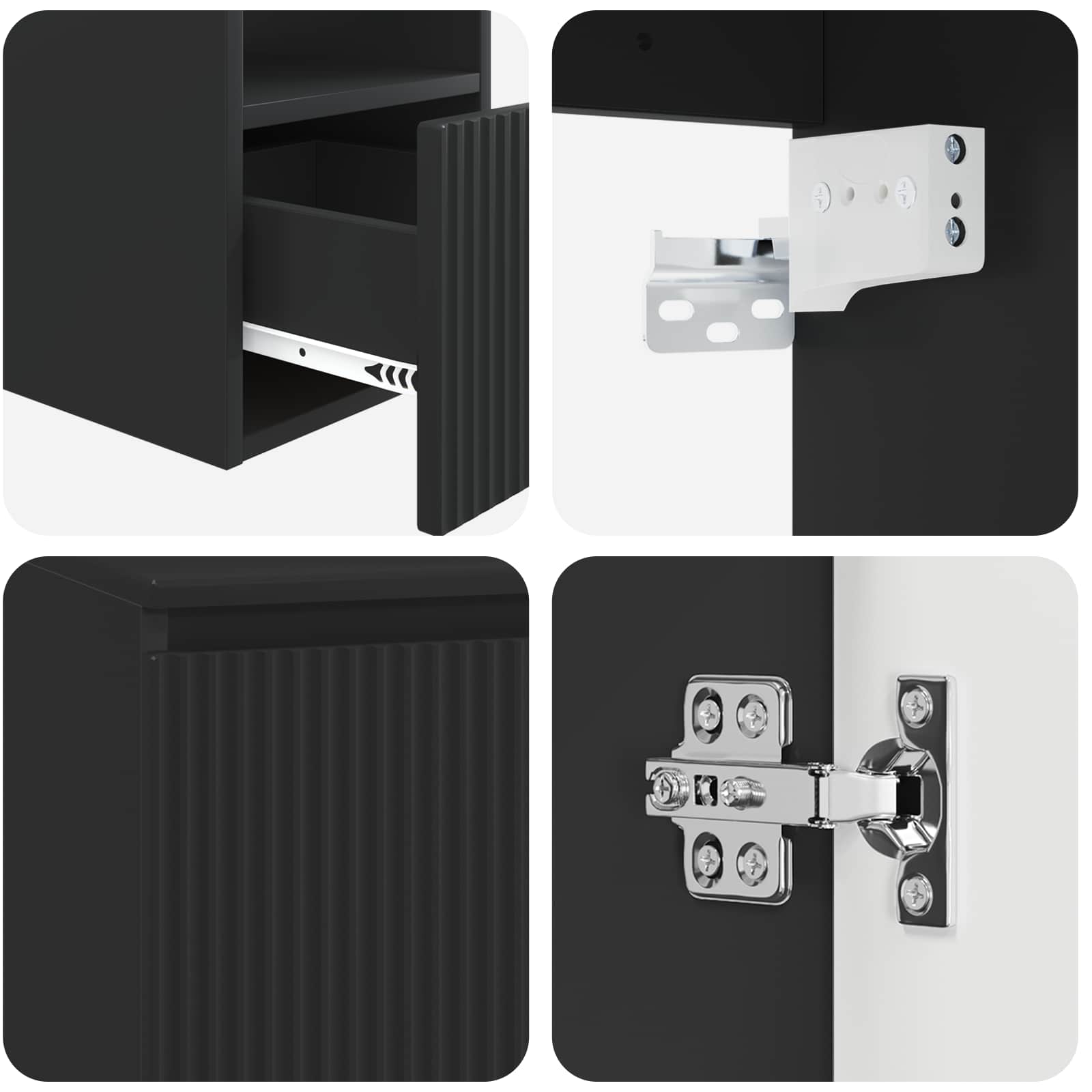 Set ormarića za kupaonicu 3 kom. Crna 49,5 x 44,5 x 65 cm