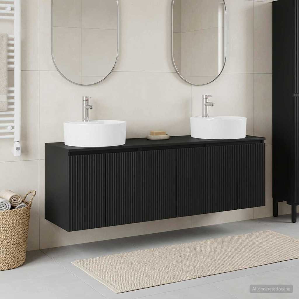 Set ormarića za kupaonicu 3 kom. Crna 49,5 x 44,5 x 65 cm