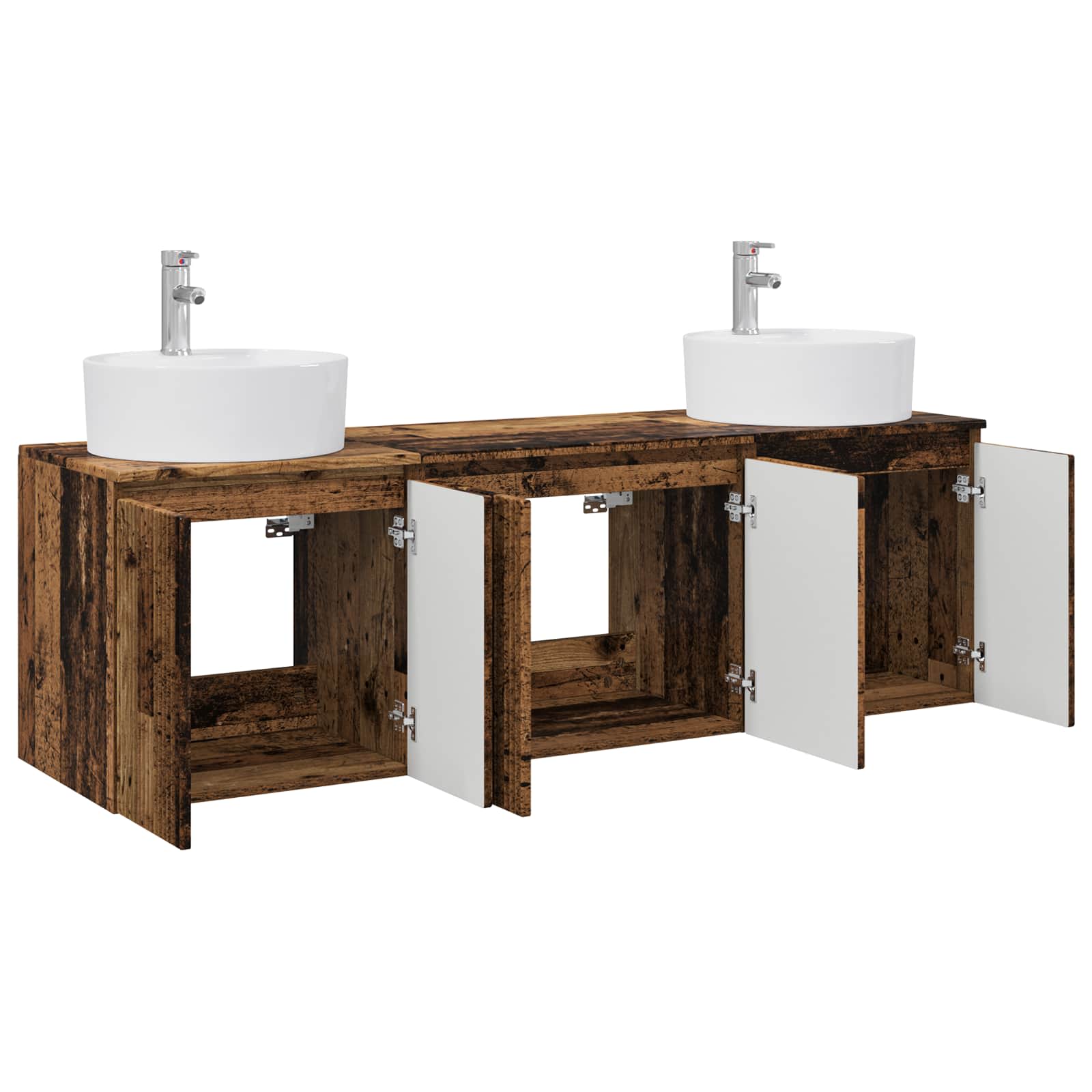 Set ormarića za kupaonicu 3 kom. Staro drvo 49,5 x 44,5 x 65 cm
