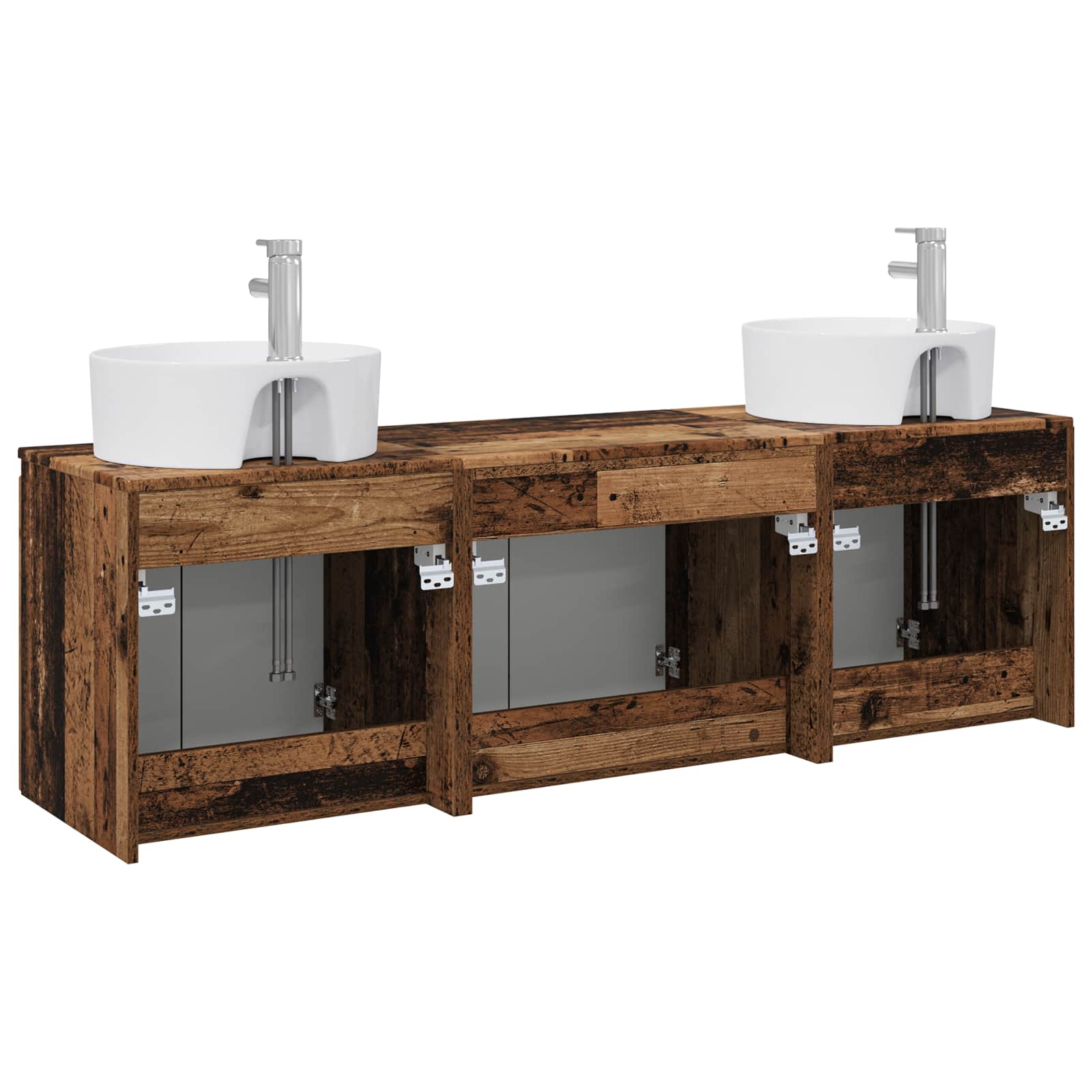 Set ormarića za kupaonicu 3 kom. Staro drvo 49,5 x 44,5 x 65 cm