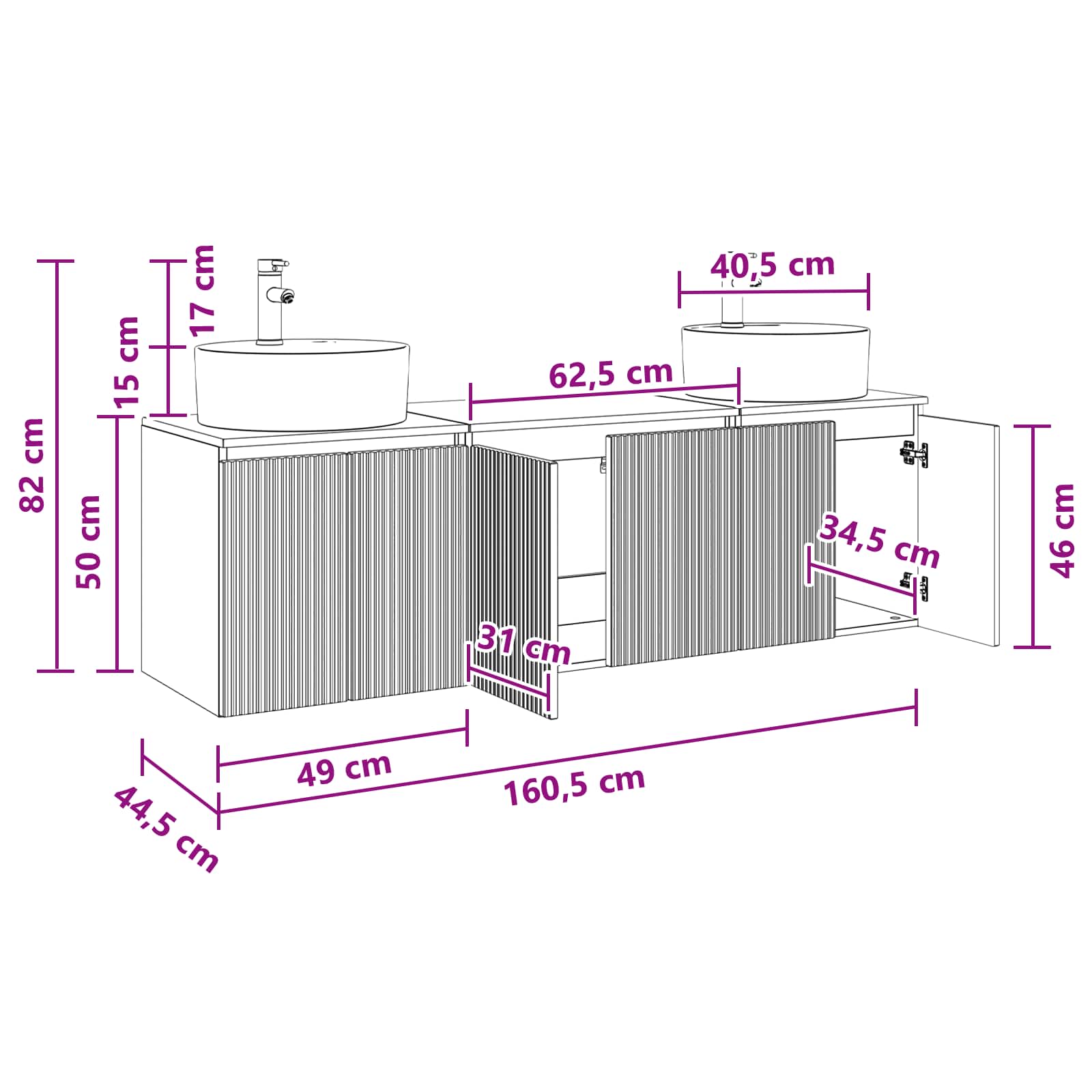 Set ormarića za kupaonicu 3 kom. Staro drvo 49,5 x 44,5 x 65 cm