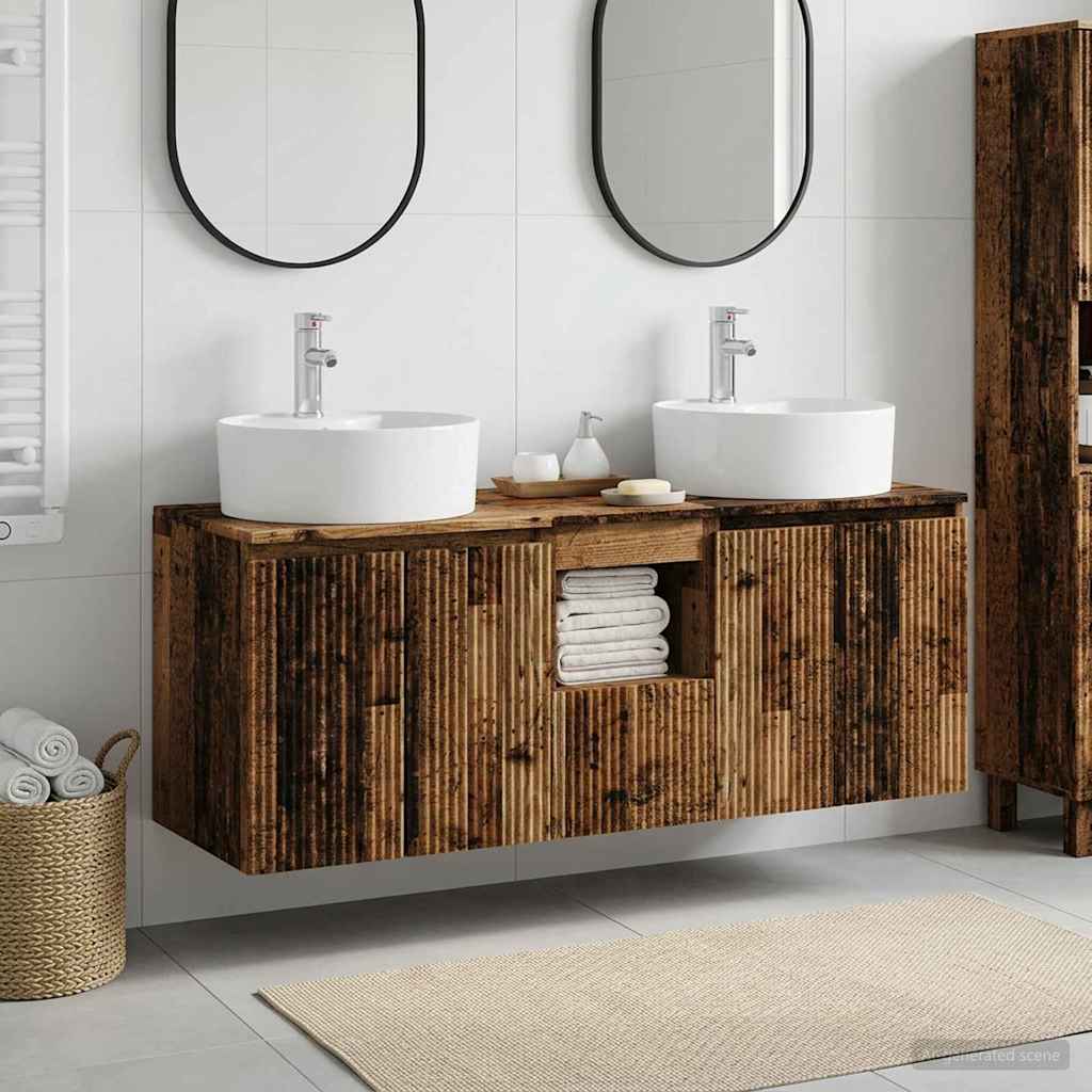 Set ormarića za kupaonicu 3 kom. Staro drvo 49,5 x 44,5 x 65 cm