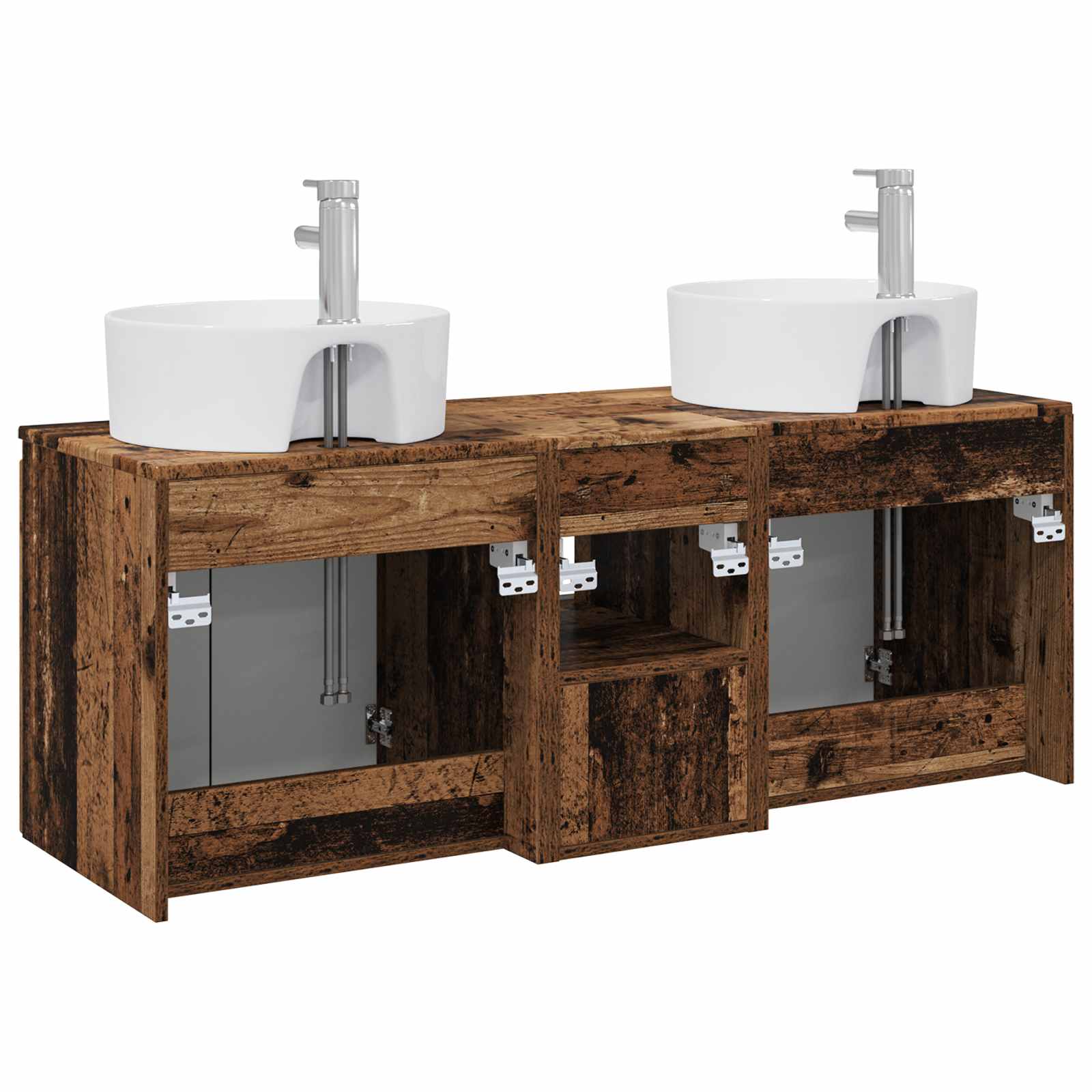 Set ormarića za kupaonicu 3 kom. Staro drvo 49,5 x 44,5 x 65 cm