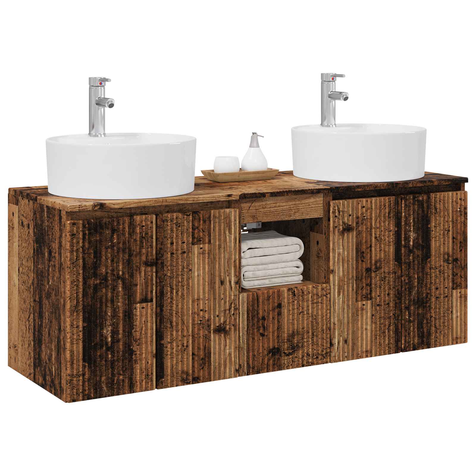 Set ormarića za kupaonicu 3 kom. Staro drvo 49,5 x 44,5 x 65 cm