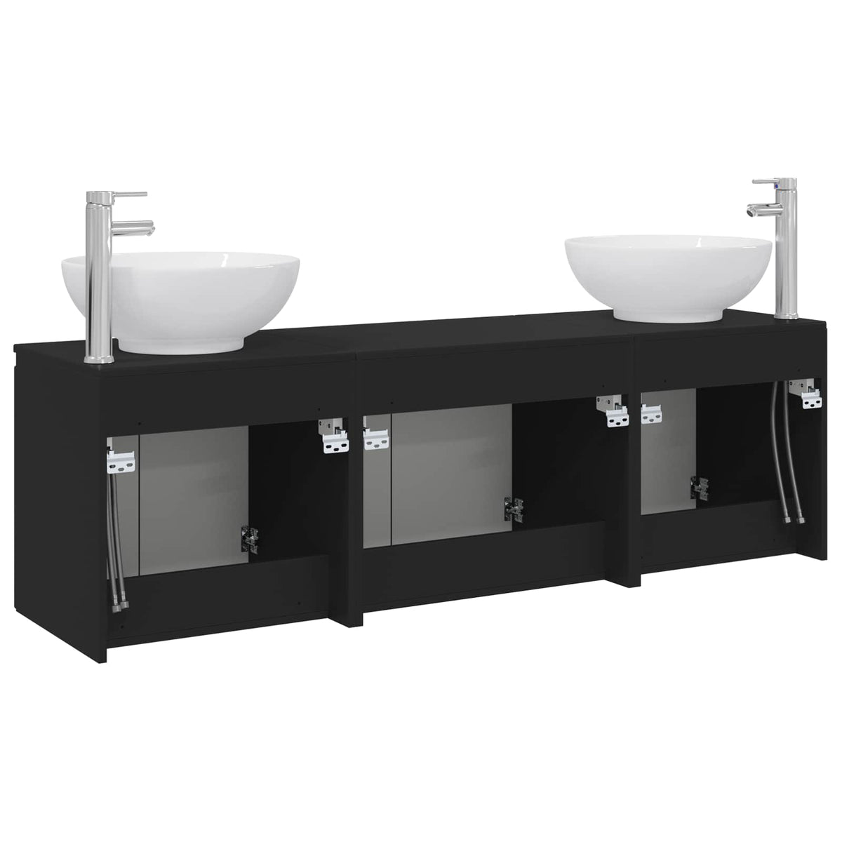 Set ormarića za kupaonicu 3 kom. Crna 49,5 x 44,5 x 65 cm