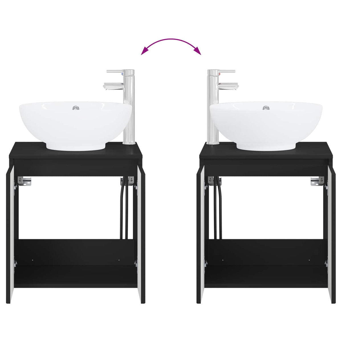Set ormarića za kupaonicu 3 kom. Crna 49,5 x 44,5 x 65 cm