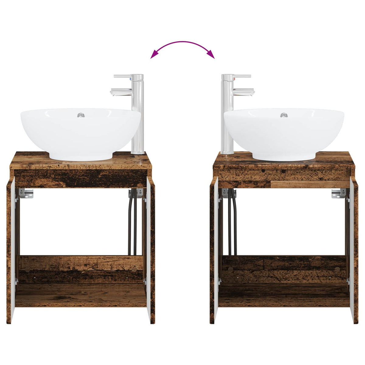 Set ormarića za kupaonicu 3 kom. Staro drvo 49,5 x 44,5 x 65 cm