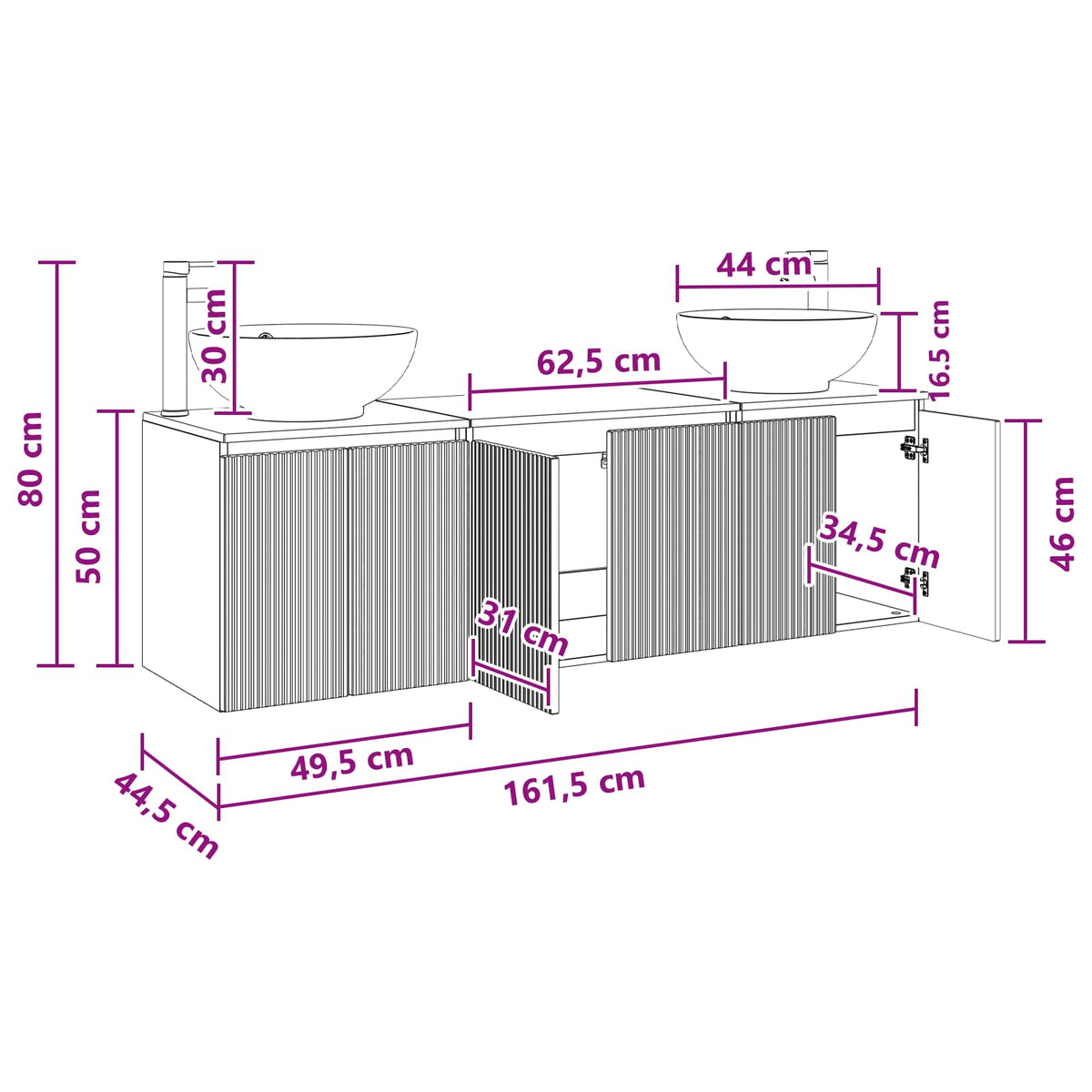 Set ormarića za kupaonicu 3 kom. Staro drvo 49,5 x 44,5 x 65 cm
