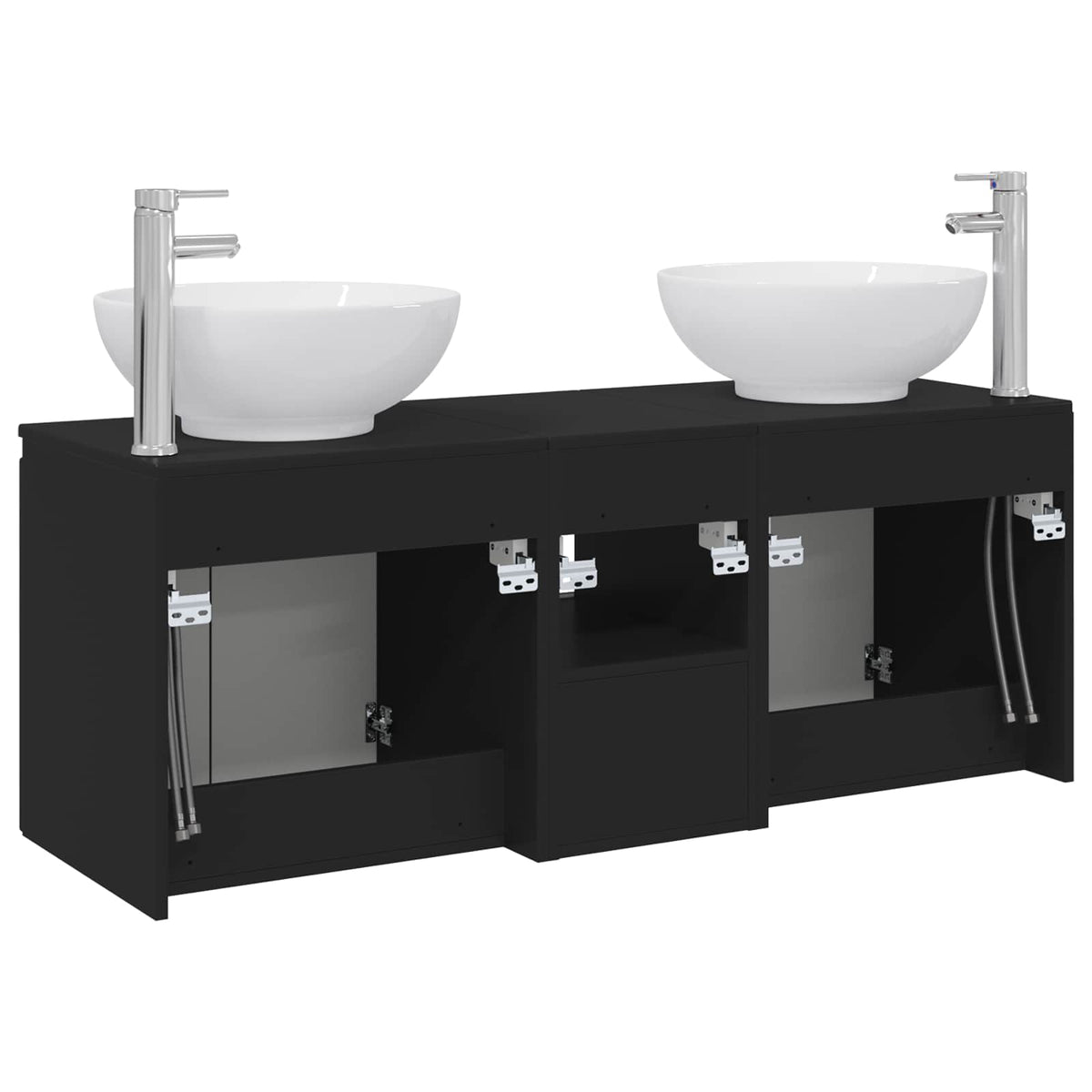 Set ormarića za kupaonicu 3 kom. Crna 49,5 x 44,5 x 65 cm