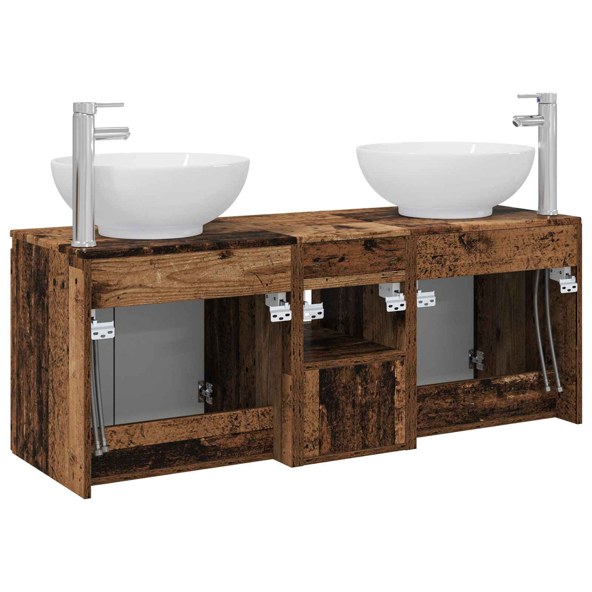 Set ormarića za kupaonicu 3 kom. Staro drvo 49,5 x 44,5 x 65 cm