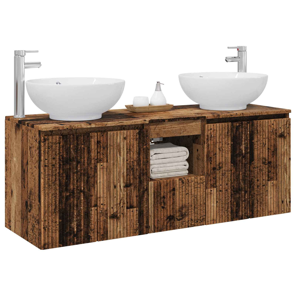 Set ormarića za kupaonicu 3 kom. Staro drvo 49,5 x 44,5 x 65 cm