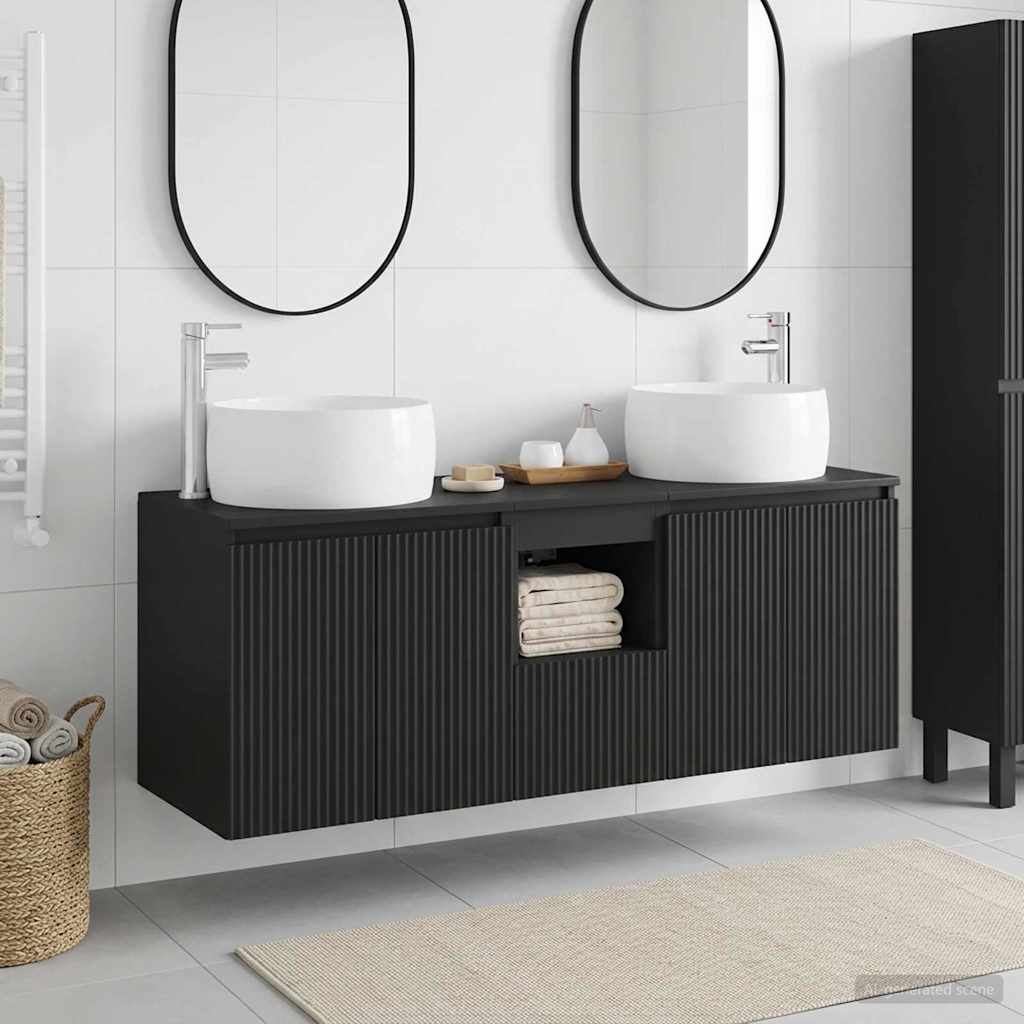 Set ormarića za kupaonicu 3 kom. Crna 49,5 x 44,5 x 66 cm