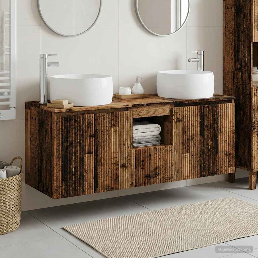 Set ormarića za kupaonicu 3 kom. Staro drvo 49,5 x 44,5 x 66 cm