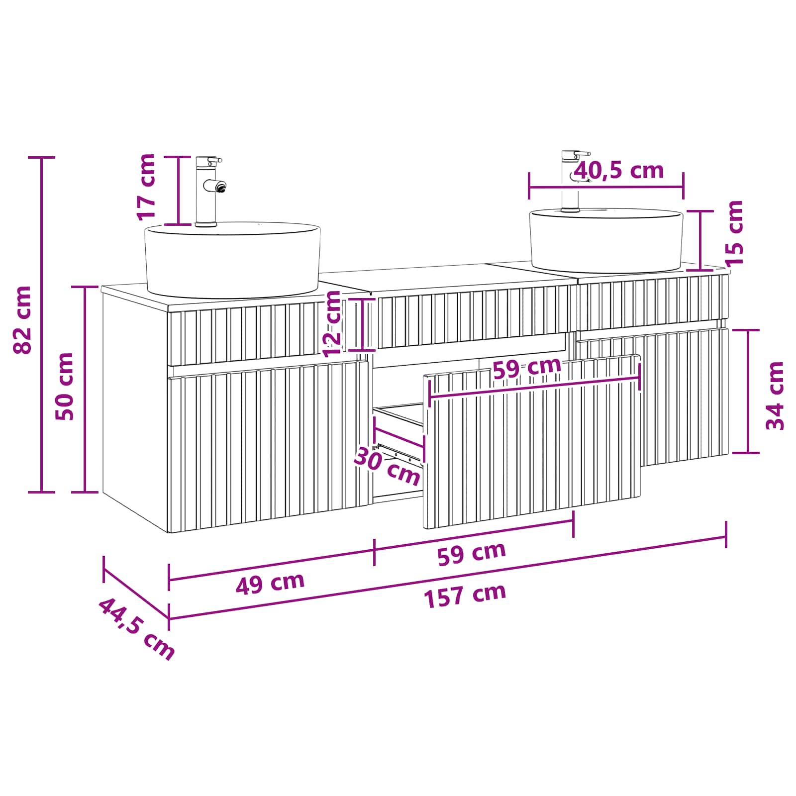 Set ormarića za kupaonicu 3 kom. Siva Sonoma 49 x 44,5 x 65 cm