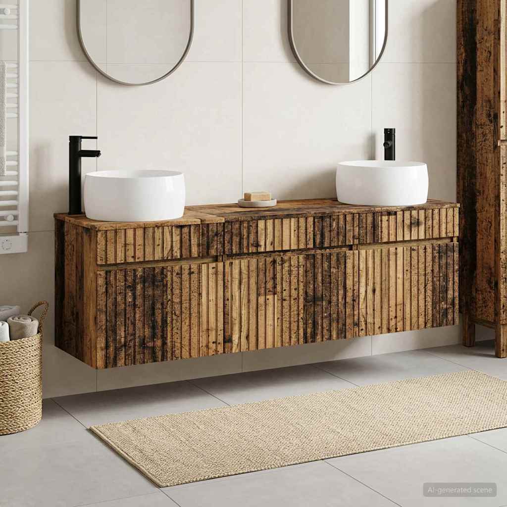 Set ormarića za kupaonicu 3 kom. Staro drvo 49 x 44,5 x 66 cm