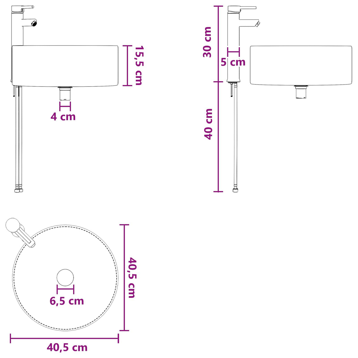 Set ormarića za kupaonicu 3 kom. Bijela 49 x 44,5 x 65,5 cm