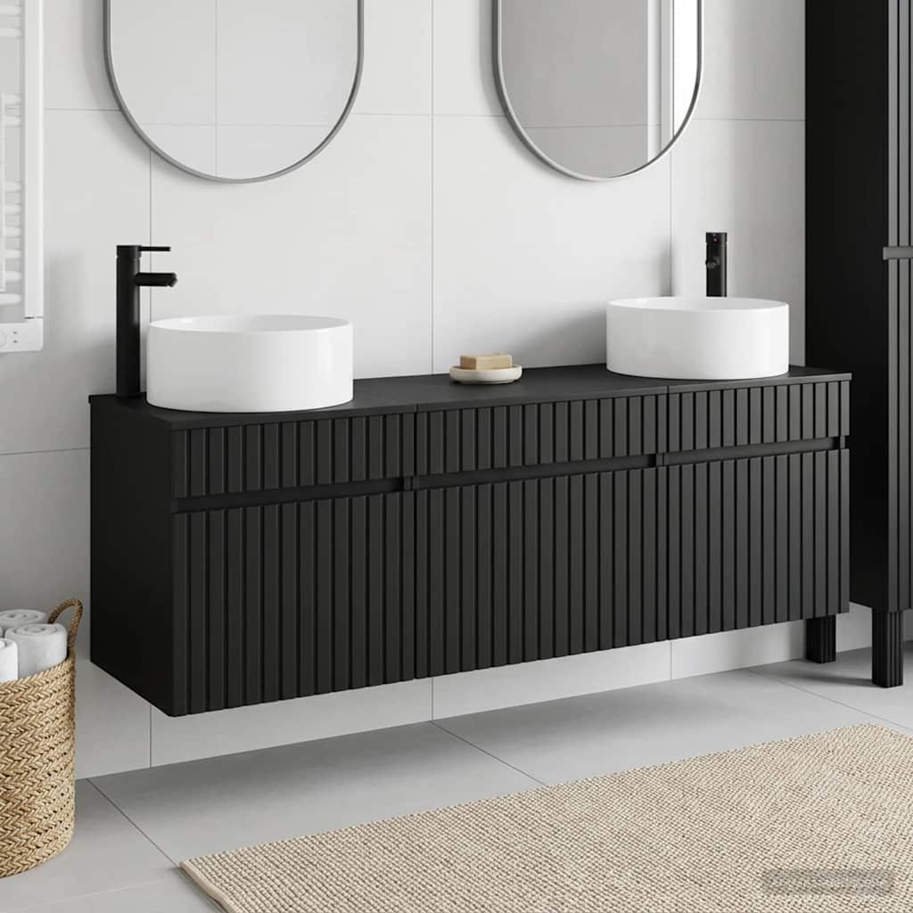 Set ormarića za kupaonicu 3 kom. Crna 49 x 44,5 x 65,5 cm