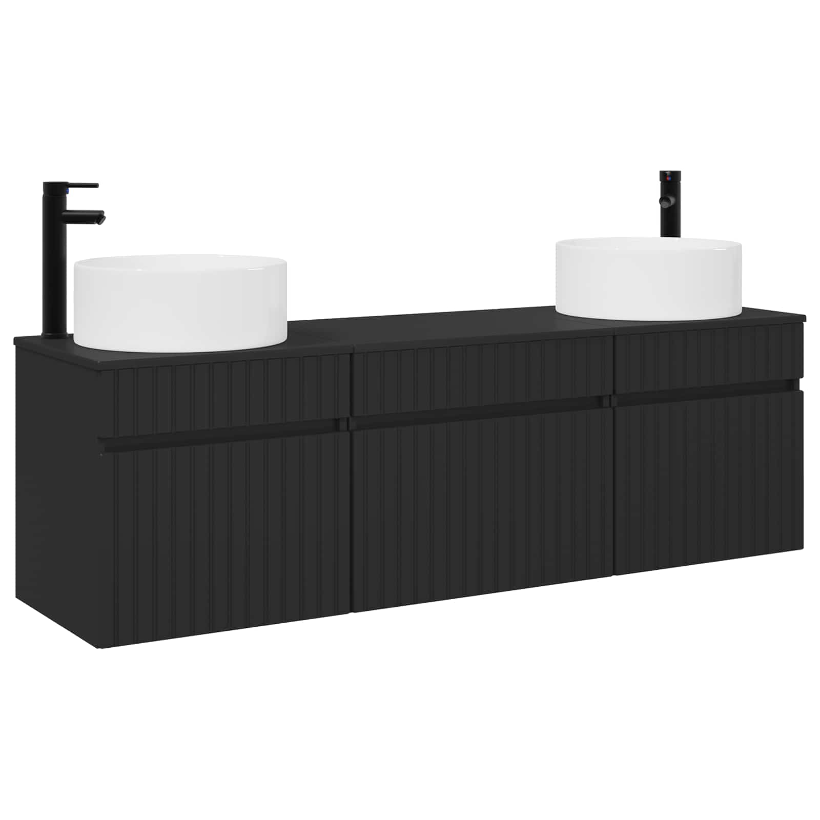 Set ormarića za kupaonicu 3 kom. Crna 49 x 44,5 x 65,5 cm