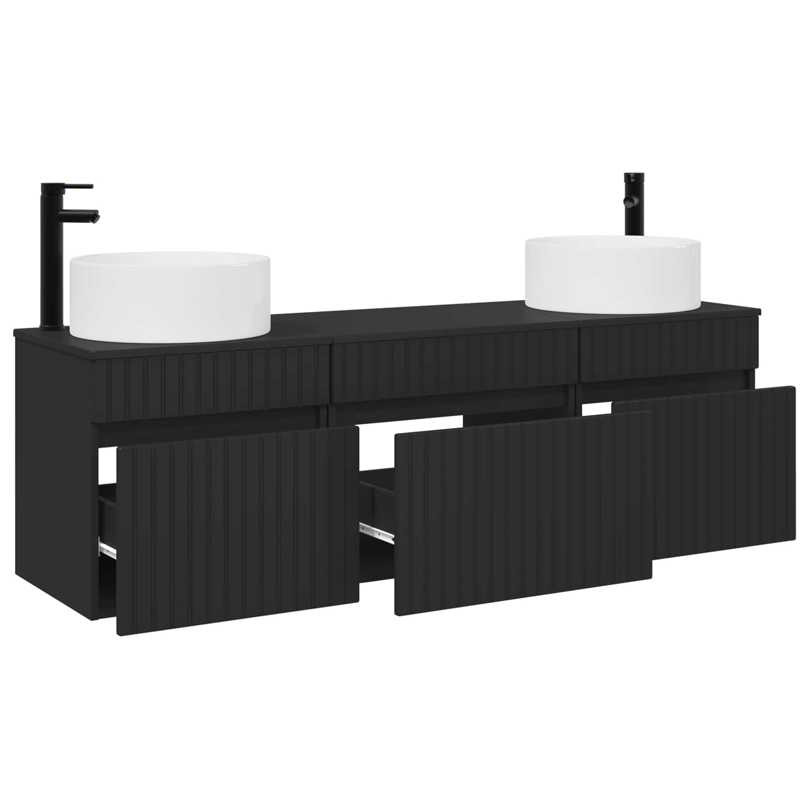 Set ormarića za kupaonicu 3 kom. Crna 49 x 44,5 x 65,5 cm