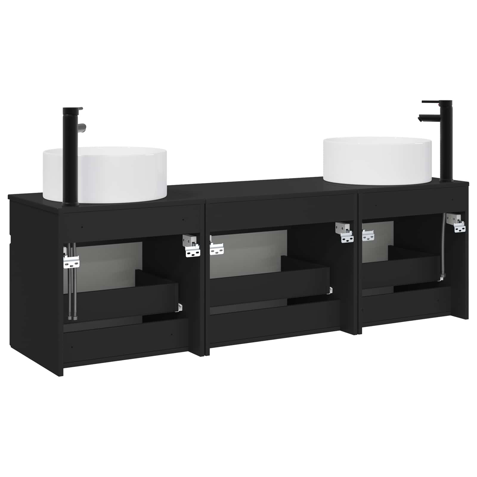 Set ormarića za kupaonicu 3 kom. Crna 49 x 44,5 x 65,5 cm
