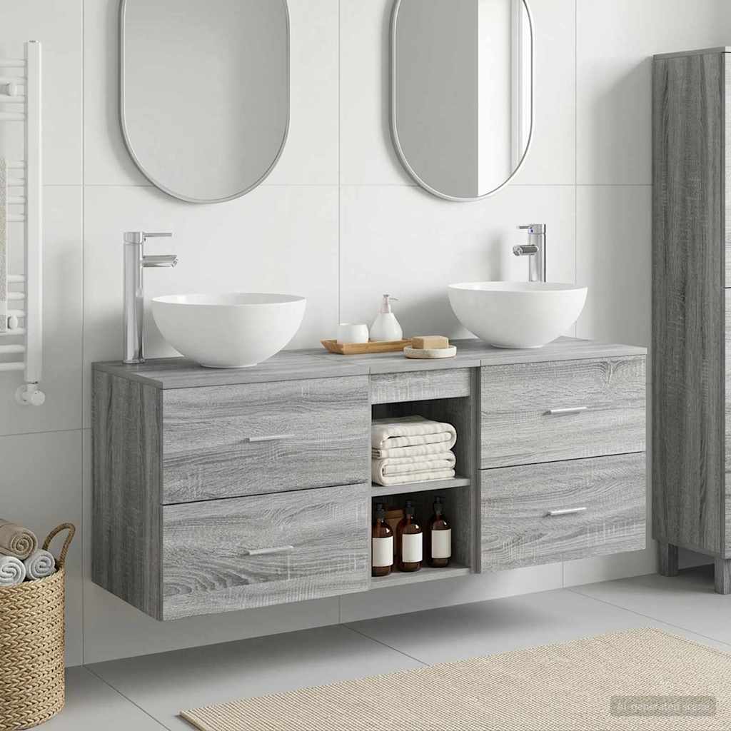 Set ormarića za kupaonicu 3 kom. Siva Sonoma 49,5 x 35 x 63 cm