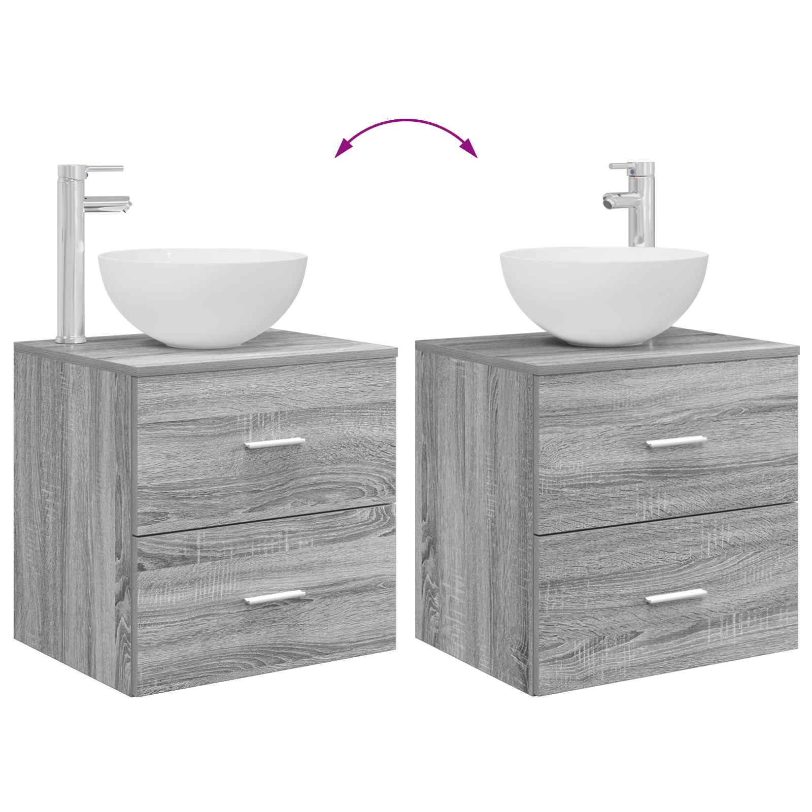 Set ormarića za kupaonicu 3 kom. Siva Sonoma 49,5 x 35 x 63 cm