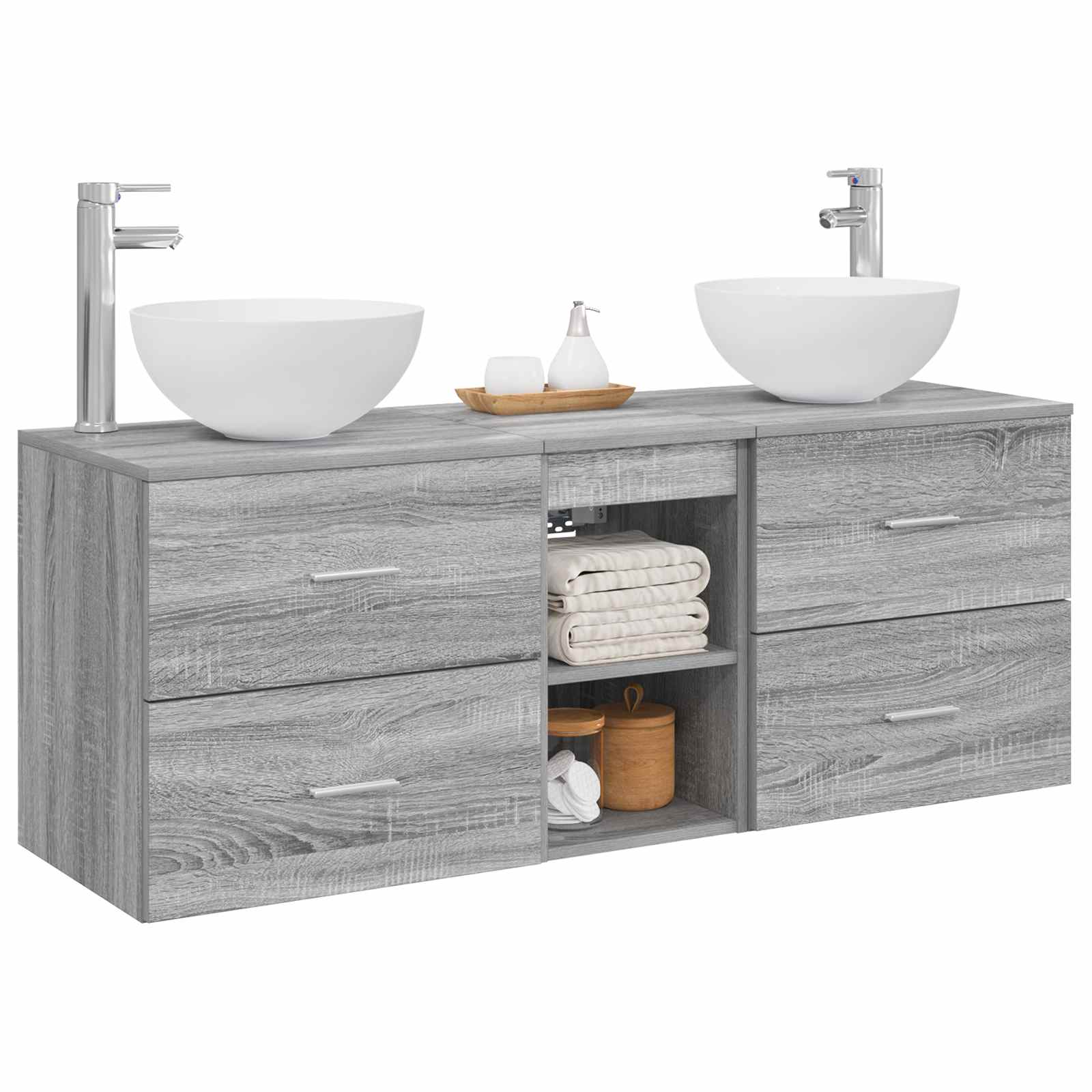 Set ormarića za kupaonicu 3 kom. Siva Sonoma 49,5 x 35 x 63 cm