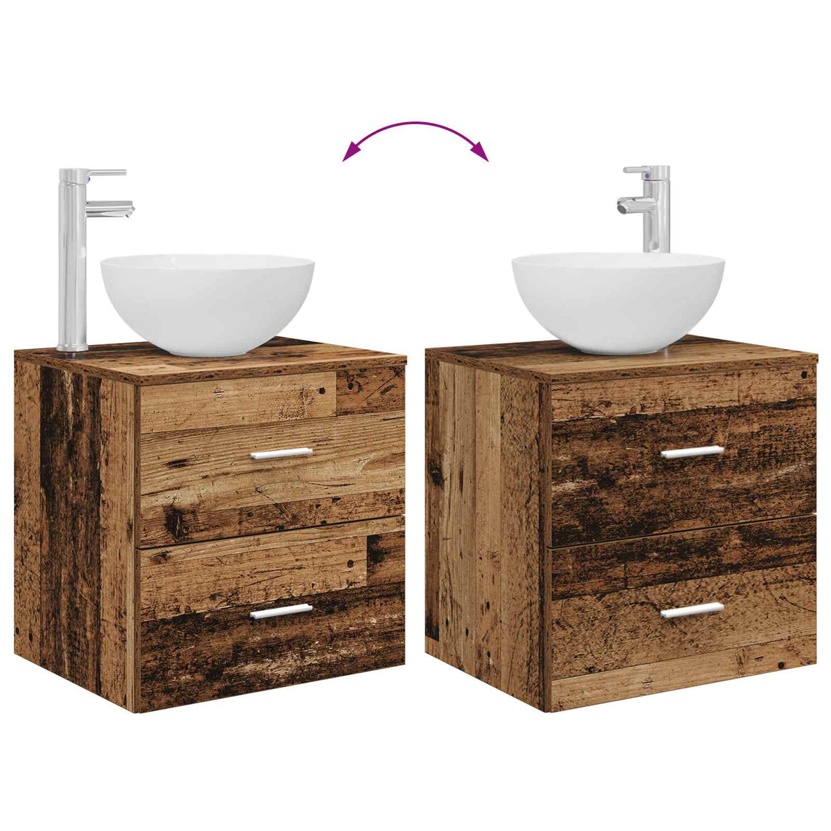 Set ormarića za kupaonicu 3 kom. Staro drvo 49,5 x 35 x 63 cm